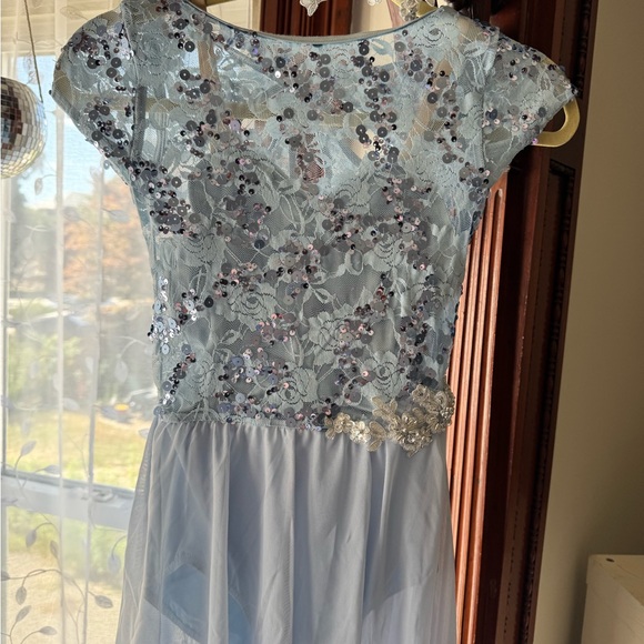 Weissman Sky Blue sequin dance dress, solo costume. Lyrical, ballet size LC - Picture 1 of 5